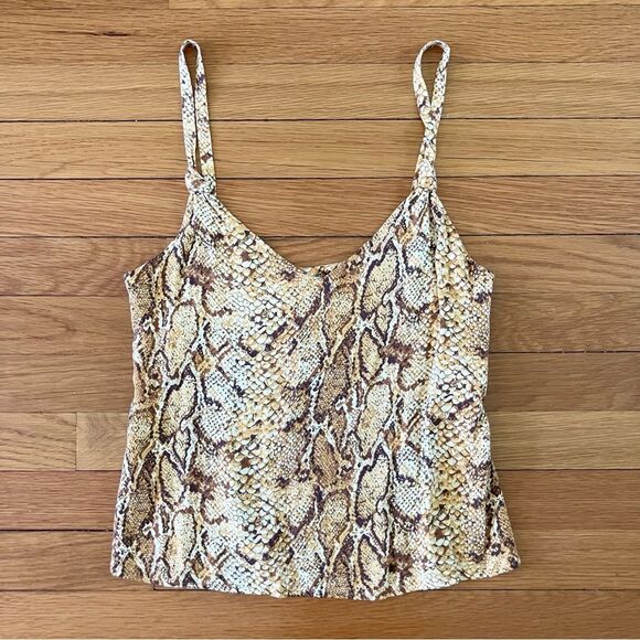 Reformation Yellow Snakeskin Rhodes Boa Cropped Tank Top XS Extra Small - Picture 1 of 9
